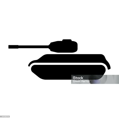 Armored Military Tank Icon Black Silhouette Side View Vector Simple Flat Graphic Illustration ...