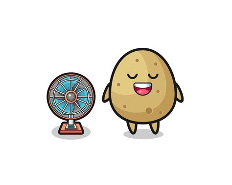 cute potato is standing in front of the fan 5047886 Vector Art at Vecteezy