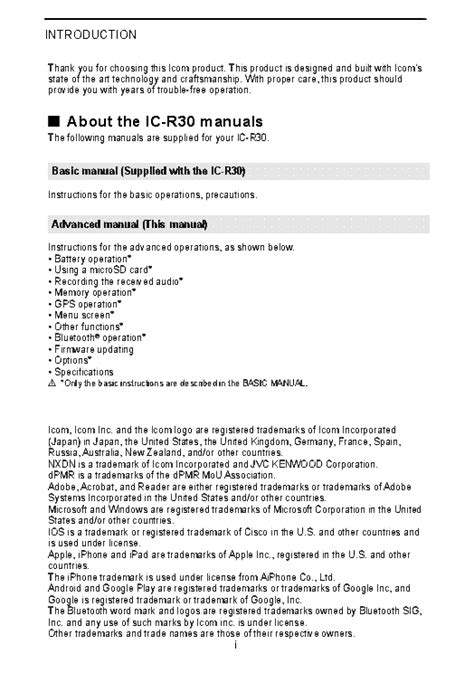 ICOM IC-R30 ADVANCED MANUAL ENG Service Manual download, schematics, eeprom, repair info for ...