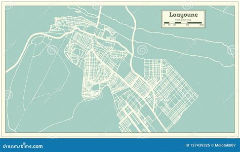 Laayoune Sahara City Map in Retro Style. Outline Map Stock Vector ...