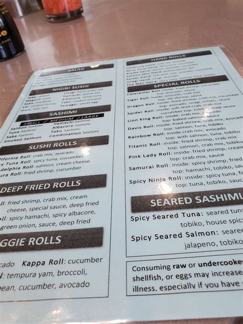 Menu at Fuji Sushi Buffet restaurant, Concord