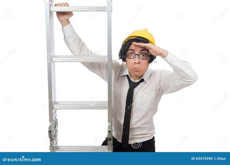 The Construction Worker in Funny Concept on White Stock Photo - Image of career, build: 63419390