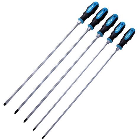 BlueSpot 5pc Extra Long Reach Screwdriver Set Phillips Flat Magnetic Tip 450mm