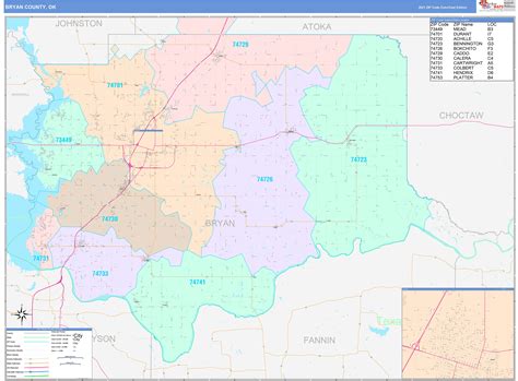 Bryan County, OK Wall Map Color Cast Style by MarketMAPS