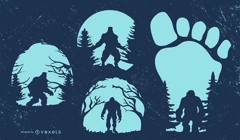 Bigfoot Silhouette Design Collection Vector Download