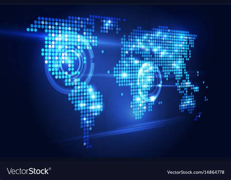 World map tech perspective Royalty Free Vector Image