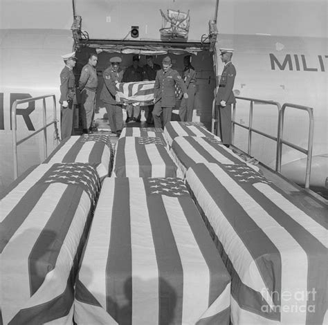 American Flag Covered Caskets Photograph by Bettmann