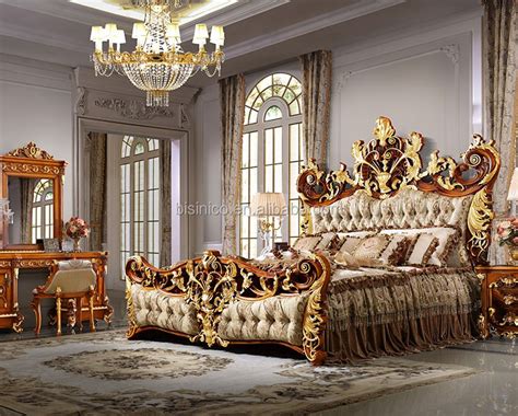 Bisini Luxury Palace King Size Bed,Royal Golden King Size Bedroom Furniture - Buy Luxury Bed ...