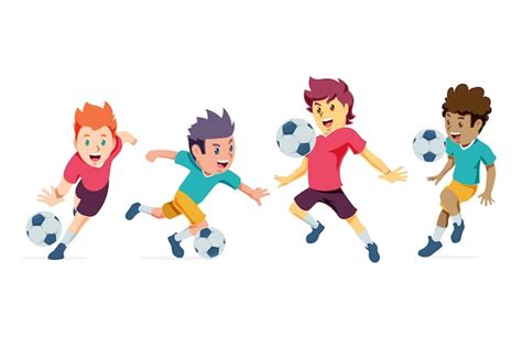 Free Vector | Cartoon football players set