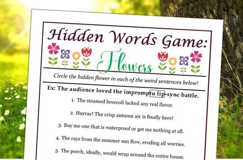 Flowers Hidden Words Game Fun Printable Activity for Spring - Etsy