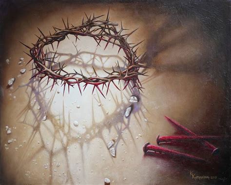 Lord Jesus Crown Thorns. Crown of thorns. Blood of Christ Painting by Kateryna Kariukova ...