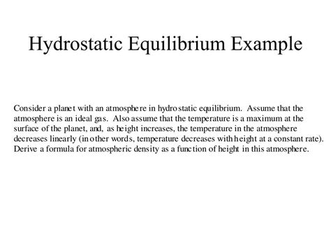 PPT - Hydrostatic Equilibrium Example PowerPoint Presentation, free ...