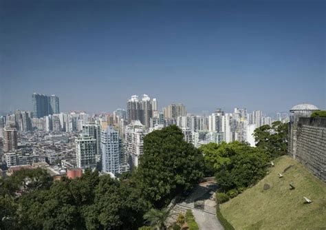 urban skyline view with tower blocks in central macau city - Stock ...