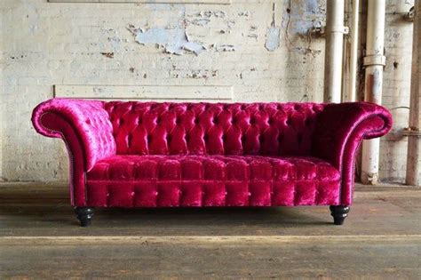 British Handmade 3 Seater Fuchsia Pink Crushed Velvet - Etsy | Pink furniture, Velvet furniture ...