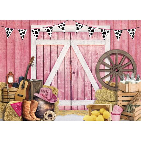 Buy Maijoeyy 7x5ft Western Cow Photography Backdrop Pink Cowgirl ...