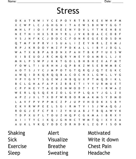 Stress Word Search Printable