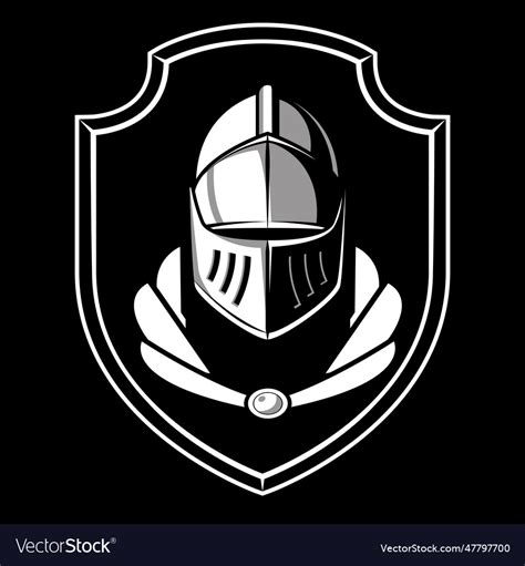 Knight head logo black and white Royalty Free Vector Image