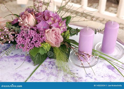 Violet wedding decoration stock photo. Image of event - 14322524