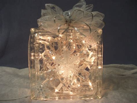 Christmas Decorative Lighted Glass Block With Clear Lights