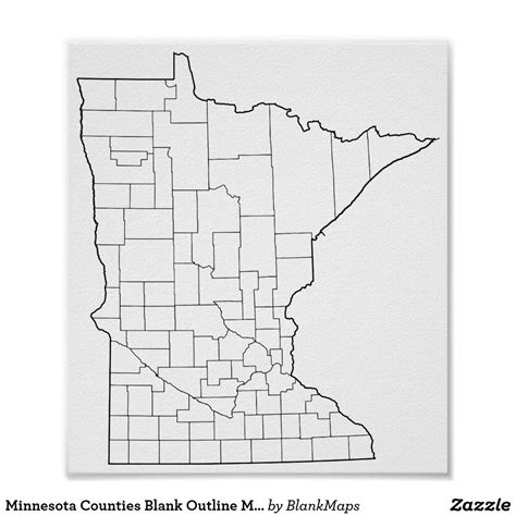 Minnesota Counties Blank Outline Map Map Poster, Solar Energy, Minnesota, Outline, 3d Printing ...