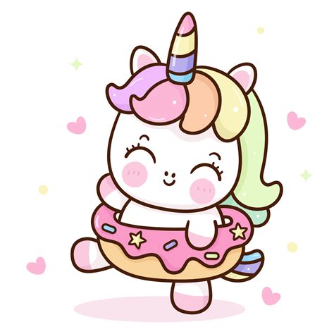 Cute unicorn donut pony cartoon kawaii illustration 6640521 Vector Art at Vecteezy