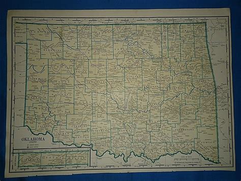 Vintage 1935 State & County MAP OKLAHOMA Old Original Folio Size Atlas Map | #2108408071