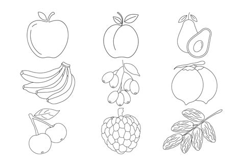 Fruits coloring pages vector illustration on white background, Children's coloring book 7779560 ...