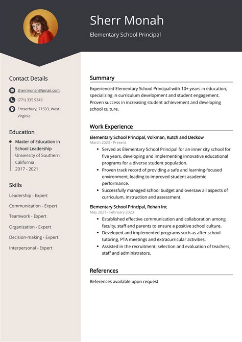 Elementary School Principal Resume Example (Free Guide)