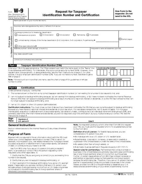 Irs Form W 9 Printable