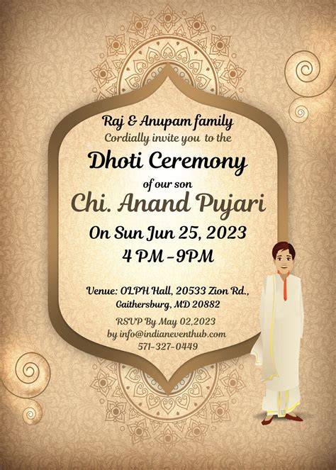 Saree Dhoti Ceremony invitation, brochure, posters design, print