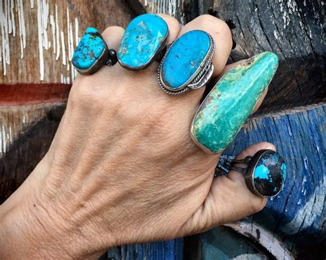 Matrixed Real Turquoise Ring for Women Size 6, Navajo Native America ...