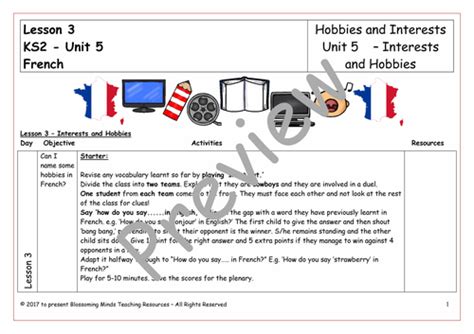 French Hobbies and Interests lesson and resources | Teaching Resources