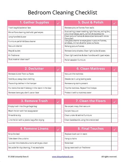 Free Bedroom Cleaning Checklist For How To Deep Clean Your Room