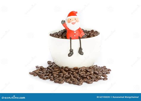 Santa Claus Coffee Beans Cup Stock Photo - Image of note, laptop: 62745020