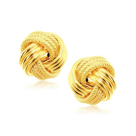 Interweaved Love Knot Stud Earrings in 14k Yellow Gold(12.7mm ...