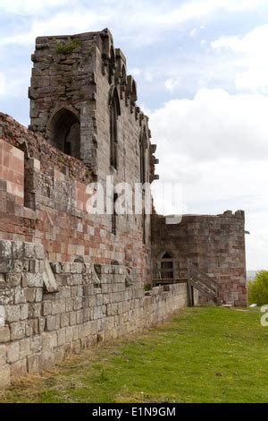 Part of the ruins of Stafford Castle Staffordshire England UK a gothic revival stone keep based ...