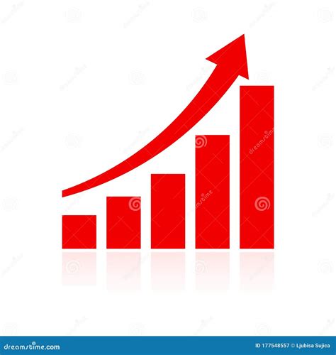 Growth Chart Vector Icon, Graph Icon, Red Graph Sign Stock Illustration - Illustration of graph ...