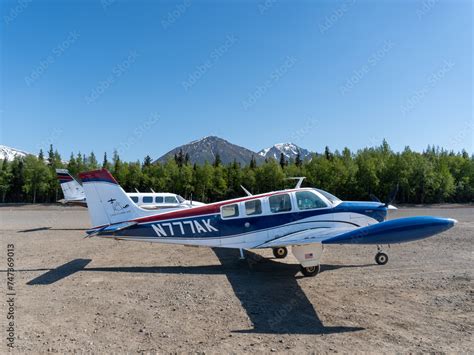 Port Alsworth, Alaska: Beechcraft Bonanza six-seater, single-engined airplane. Lake Clark Air ...