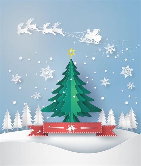 merry christmas greeting card with origami made christmas tree 585709 Vector Art at Vecteezy