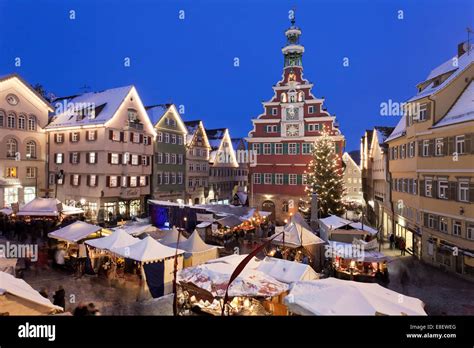 Christmas market in front of the old town hall, Esslingen am Neckar ...