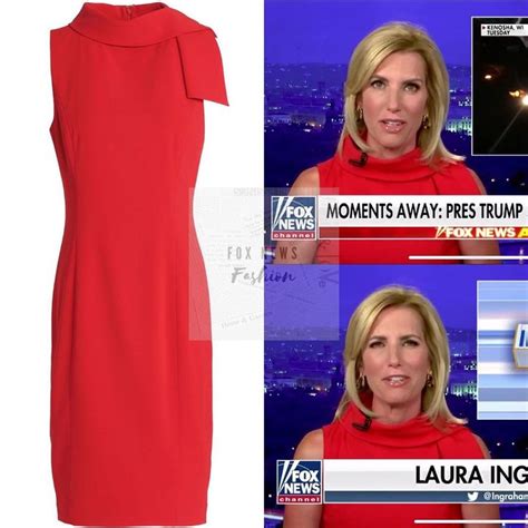 Fox News Fashion on Instagram: “Laura Ingraham wore a Badgley Mischka Red Cady Tie Neck Sheath ...