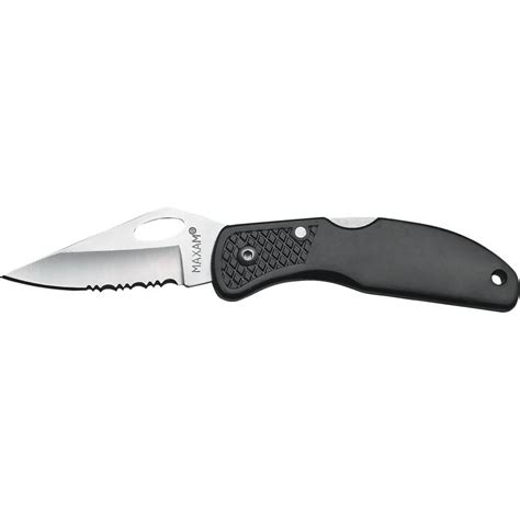 Maxam Lockback Knife with 420 Stainless Steel Half-Serrated Blade SK7475