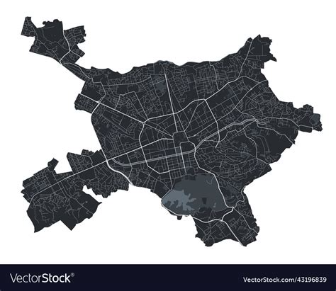 Tirana map detailed black of city Royalty Free Vector Image