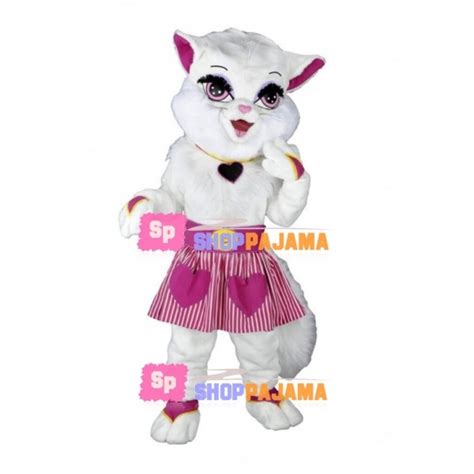 Lovely Beautiful White Cat Girl Mascot Costume