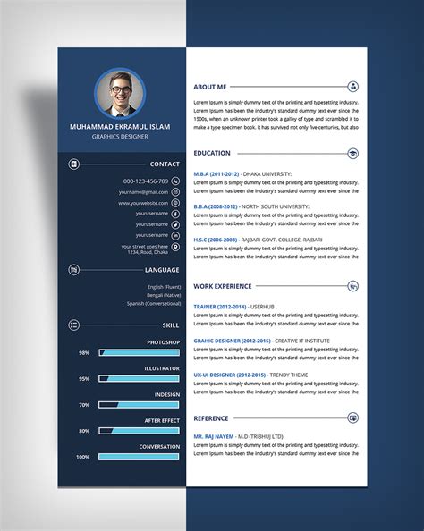 Free Beautiful Resume (CV) Design Template PSD File - Good Resume