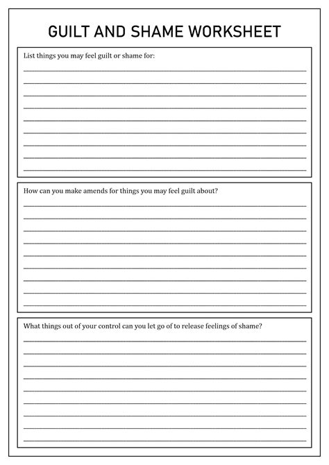 Guilt and Shame Worksheet.pdf | Therapy worksheets, Family therapy ...