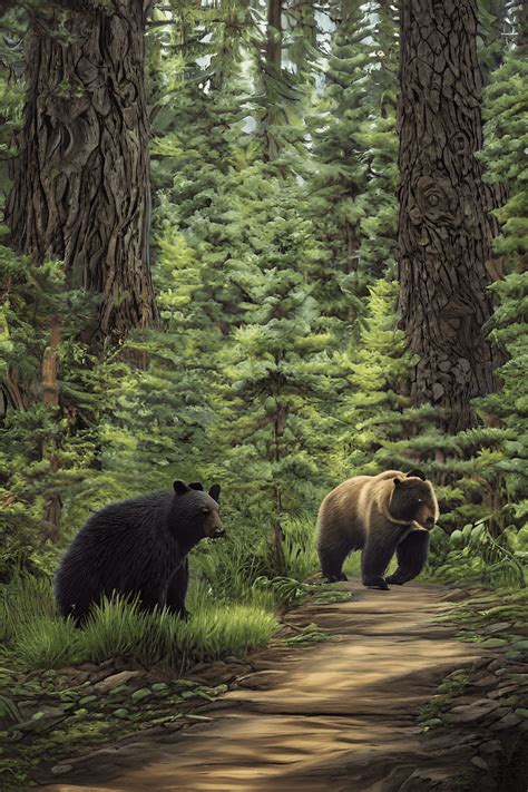 Black Bear on Forest Path · Creative Fabrica