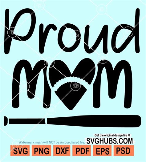 Proud mom svg, proud svg, softball mama svg, love heart svg, cheer mom ...