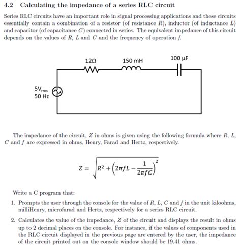 (Solved) - 4.2 Calculating the impedance of a series RLC circuit Series ...