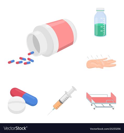 Medicine and treatment cartoon icons in set Vector Image